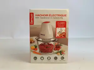 Hachoir 4 lames FC425BB avec bol en verre 1,2 L 500 W - DENWA