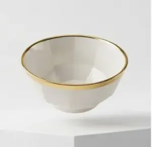 Bol en porcelaine - GENERIC - 14 cm - Rebord doré - Compatible lave-vaisselle - Rond