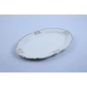 Assiette plate ovale Noblesse en porcelaine blanche 35 cm