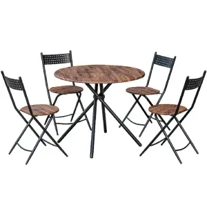 Salle à manger table ronde 4 chaises MDF IA0213C
