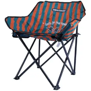 Chaise de camping ronde rayée orange 55x47x66 cm