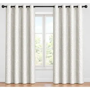 Rideau fenêtre jacquard avec anneaux beige 140 x 240 cm