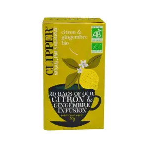 Infusion citron et gingembre bio x20 sachets 50g - CLIPPER