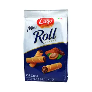 Gaufrettes roulées fourrées à la crème au cacao Mini Roll 125g - GASTONE LAGO