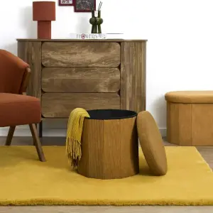 Coffre pouf pliable côtelé Jules jaune