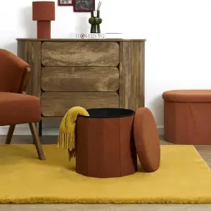Coffre pouf pliable côtelé Jules terracotta