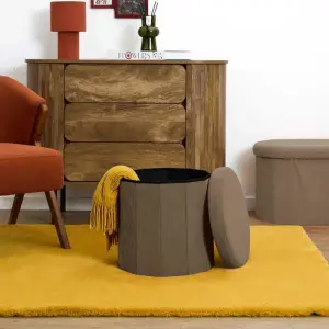 Coffre pouf pliable côtelé Jules taupe