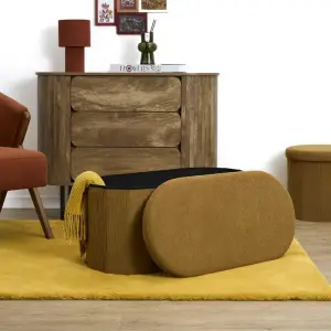 Coffre banc pliable côtelé Jules jaune