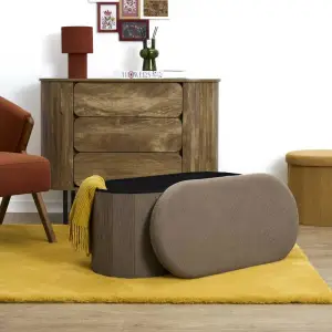 Coffre banc pliable côtelé Jules taupe