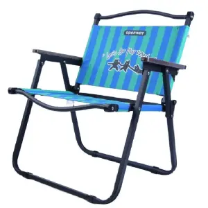 Chaise de camping pliante rayée bleue 52x43x67 cm