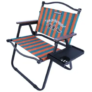 Chaise de camping pliante rayée orange 52x43x67 cm