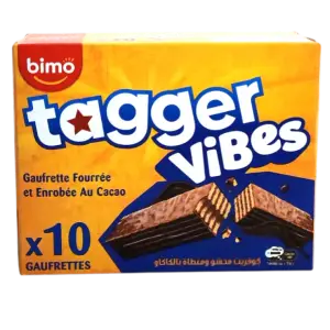 Gaufrettes fourrées et enrobées au cacao Tagger Vibes 10x35g - BIMO