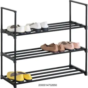 Étagère chaussures 3 niveaux acier 67x29x62 cm noir