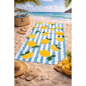 Serviette de plage citron 70 x 140 cm