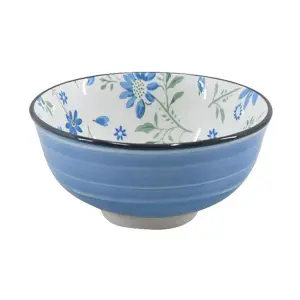 Bol motif floral bleu 11,5cm