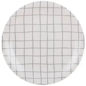 Assiette plate motif quadrillé gris 19,2 cm
