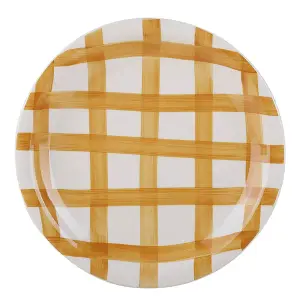 Assiette plate motif quadrillé jaune 26,8cm