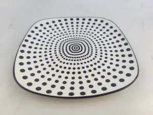 Assiette Plate Carrée 18,6 cm - Motif Pois - Design Chic