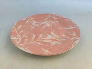 Assiette Plate Ronde 22,9 cm Motif Feuillage Rose