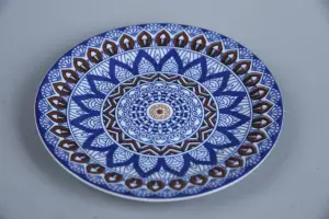 Assiette plate ronde Rosace bleu 15,2 cm