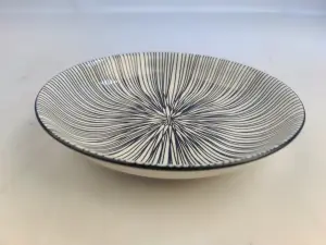 Assiette Creuse Ronde 20 cm - Motif Rayures Optiques