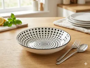 Assiette Creuse Ronde 20 cm Polka Dots – Design à Pois, Élégante et Pratique