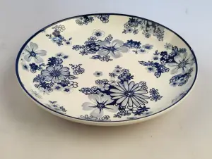 Assiette Creuse 26,7 cm - Motif Fleurs Indigo