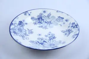 Assiette à Soupe 20,3 cm Fleurs Indigo – Vaisselle Élégante et Résistante