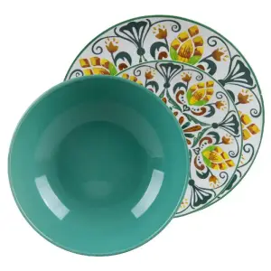 Service dîner Style Majolica vert 18 pièces