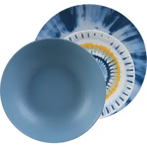 Service en porcelaine Sunset bleue 18 pièces