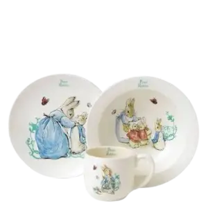 Service vaisselle enfant 3 pièces Bunny Vichy - PORC