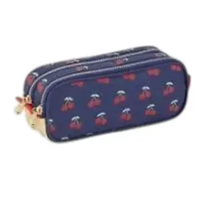 Trousse rectandulaire 2 zips - cerise - AUCHAN