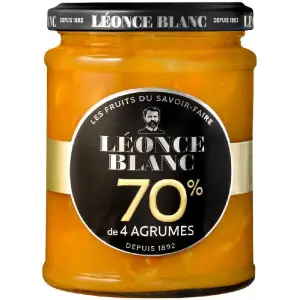 Confiture de 4 agrumes 70% de fruits 320g - LÉONCE BLANC