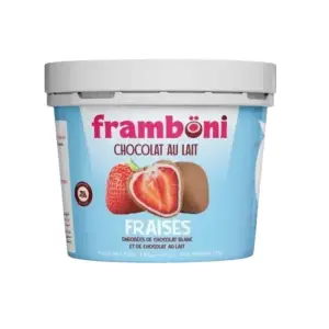 Pot de glace fraise enrobée de chocolat au lait - FRAMBONI