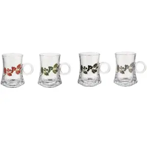 6 mugs en verre 110 ml avec motif fleur
