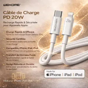 Cable adaptateur prise jack audio éclairage vers 3.5mm écouteur musique Compatible pour iPhone 14 13 pro max mini 12 11 SE X XR 8 7