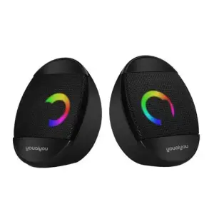 Enceintes PC YOUAIYOU G600 – Système Audio 2.0 – Rétroéclairage LED RGB – Alimentation USB – Pour Ordinateur et Smartphone