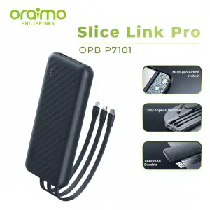 Batterie Externe Oraimo Slice Link 10000mAh - 12W - Noir - 3 Câbles Intégrés