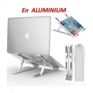 Support PC Portable et Tablette Réglable en Aluminium - Pliable 7 Niveaux
