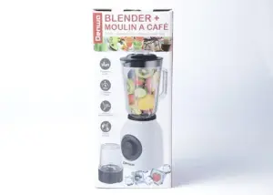 Pack Duo Blender Denwa 500W - Bol en Verre 1.5L + Moulin à Épices & Café