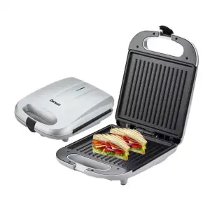Grill Panini & Appareil à Croque-Monsieur DENWA SG32AA - 1400W - Capacité 4 Tranches - Plaques Antiadhésives