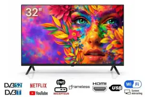 Smart TV ZATEC 32" HD - Android 14 - Design Slim Metal Frameless - Wi-Fi & TNT - Récepteur intégré