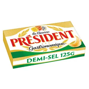 Beurre gastronomique demi-sel Président 80% MG plaquette 125g