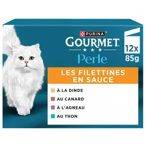 Purina Gourmet Perle Les Filettines en Sauce Pâtée pour Chat 12x85g