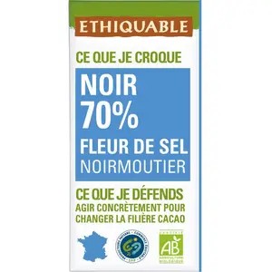 Ethiquable Chocolat noir à la fleur de sel de Camargue Bio 100g