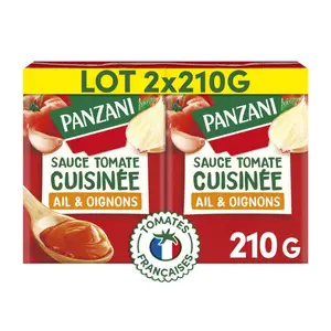 Panzani Sauce Tomate Cuisinée Ail & Oignons Brique 2x210g