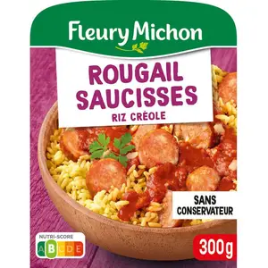 Fleury Michon Rougail saucisse et riz créole Plat cuisiné 300g