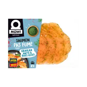 Mowi Saumon pas fumé Gravlax Aneth & Baies roses 4 tranches 100g