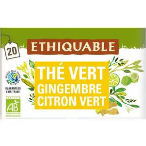 Ethiquable Thé Vert Gingembre Citron Vert Bio 36g