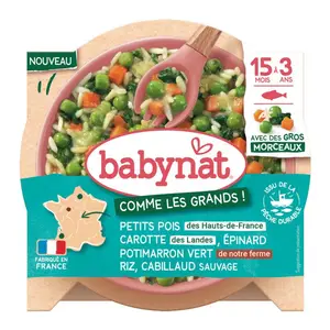 Babynat Petits pois Carotte des landes Epinard Potimarron Vert 200g